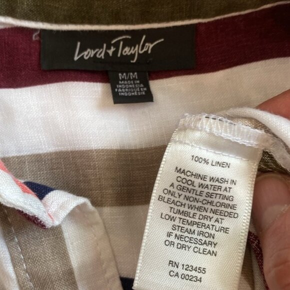 Lord Taylor White and Black Long Sleeve Button Down Shirt - Picture 10 of 10